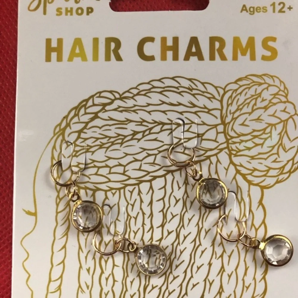 3pack silver & gemstone hair charms stars, gemstone &‎ leaf shape new
